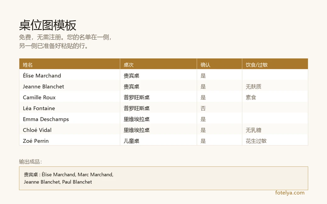 Excel 婚礼座位表